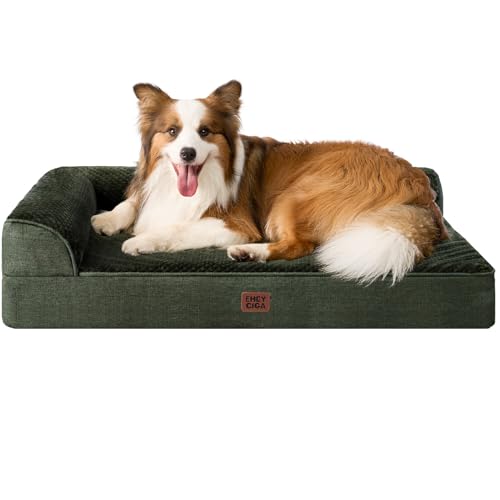 EHEYCIGA XL Dog Bed Memory Foam for Crate, Extra Large Dog Bed Orthopedic with Washable Removable Cover, Waterproof Pet Sofa Couch XLarge Size Dogs, 41x27x6.5, Dark Green