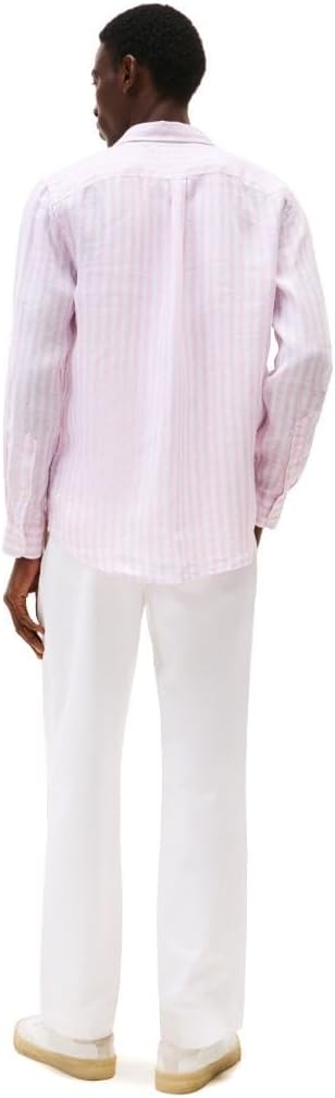 Tommy Hilfiger Men's Long Sleeve Casual Linen Button Down Shirts in Regular Fit