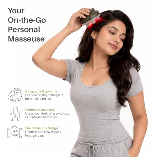 Image of Scalp Massager Electric with Red Light Therapy | Stress Relief & Hair Growth | Rechargeable Handheld Head Kneading Massager | 3 Speed Modes | For Scalp, Body & Deep Clean