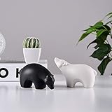 Ceramic Polar Bear Figurines Sets, Home Decor Animal Sculptures and Statues Handmade Artware Gifts (Small Size)