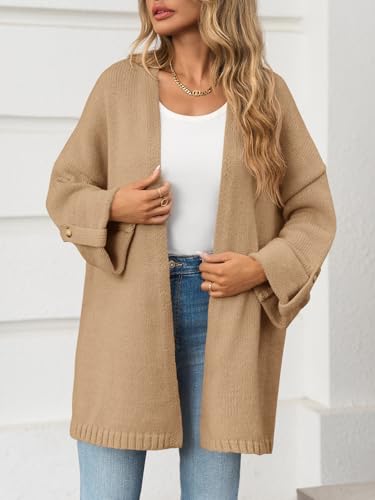Image of Saodimallsu Womens Oversized Long Cardigan Sweaters Casual Open Front Chunky Knit Slouchy Fall Trendy Sweater Coats