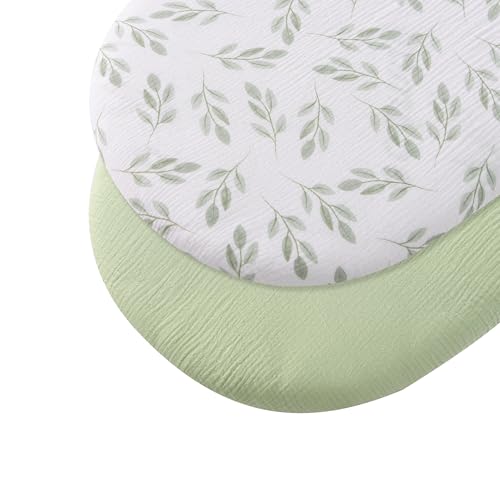 Image of TADO MUSLIN Organic Cotton Muslin Bassinet Sheets, 2 Pack - Soft, Breathable, Universal Fit for Oval, Rectangle & Hourglass Mattresses, Machine Washable, Neutral Colors for Baby Boys & Girls