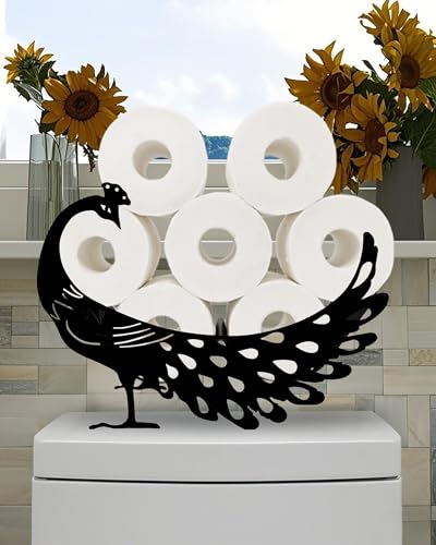 Peacock Toilet Tissue Holder,Animal Paper Holders,Decorative Metal Papers Holder,Funny Toilet Animal Storage for Bathrooms,Bathroom Paper Organizer for Extra 8 Rolls Art Decor