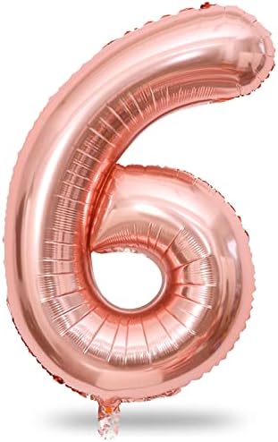 Rose Gold 1 Balloons, 40 Inch Giant Helium Foil Number 0-9 for Girls, Self Inflating Digit 1st Birthday Balloon for Women Anniversary Baby Shower New Year Engagement Party Decorations Supplies