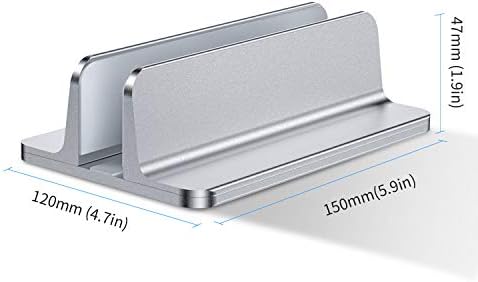 Bewahly Laptop Stand, Vertical Laptop Stand Holder Adjustable Desktop Aluminium, Notebook Dock Space-Saving for All MacBook Pro Air, HP, Dell, Samsung, Microsoft Surface, Lenovo, Silver