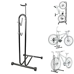 MONVELO 3-in-1 Bike Floor Stand, Vertical Bike Stand for Indoor Storage & Maintenance, Heavy-Duty Bicycle Stand with Anti-Slip Base, Universal for Mountain & Road Bikes with Wheel Diameter Max 27.5”
