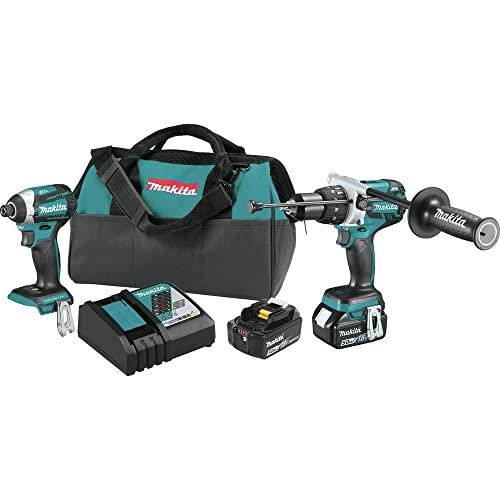 Makita XT268T-R 18V LXT Brushless Lithium-Ion 1/2 in. Cordless Hammer Drill/ Impact Driver Combo Kit (5 Ah) (Renewed)