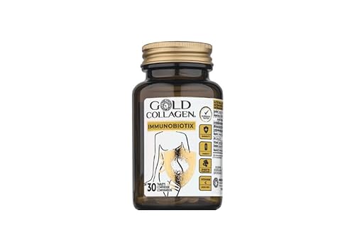 GOLD COLLAGEN Immunobiotix - Immune System Booster for More Energy & Gut Health with Vitamin D C, Folic Acid, Zinc, Spirulina, 3 Billion Biotic Cultures, Vitamins for Tiredness and Fatigue, 30 Tablets