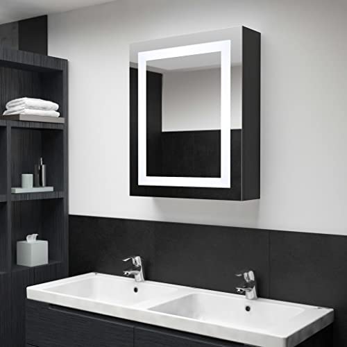 HFXHIJXQ LED Bathroom Mirror Cabinet Anthracite 19.7x19.7x5.1 in MDF Melamine