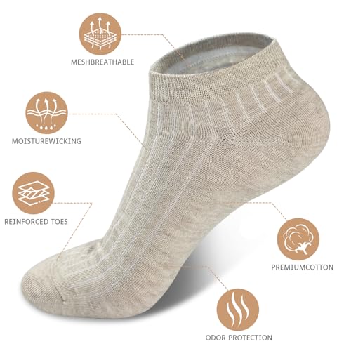 Image of Womens Cotton Ankle Socks - Breathable Low Cut No Show Casual Non Slip Flat 10 Pairs
