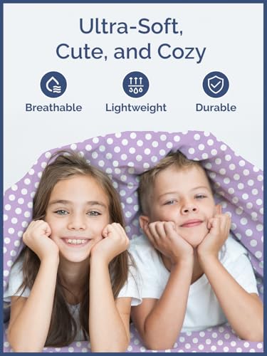Image of Kids Twin Size Purple Dots Bed Sheets - 3 Piece Kids Purple Dots Sheet Set