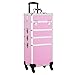 Yaheetech Valise à maquillage Mallette de maquillage Trolley à maquillage bijoux et cosmétique Beauty case Grande taille Professionnel 4 en 1 Verrouillable avec Roulettes Universelles Rose