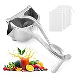 Hand Juicer Squeezer + 4 Filter Bags – Aluminum Alloy Manual Press & Easy Clean | Ideal for Citrus Fruits – Lemon, Lime & Grapefruit | Home Kitchen & Bar Use