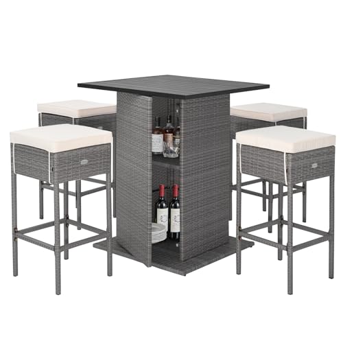 RELAX4LIFE 5-Piece Wicker Bar Set