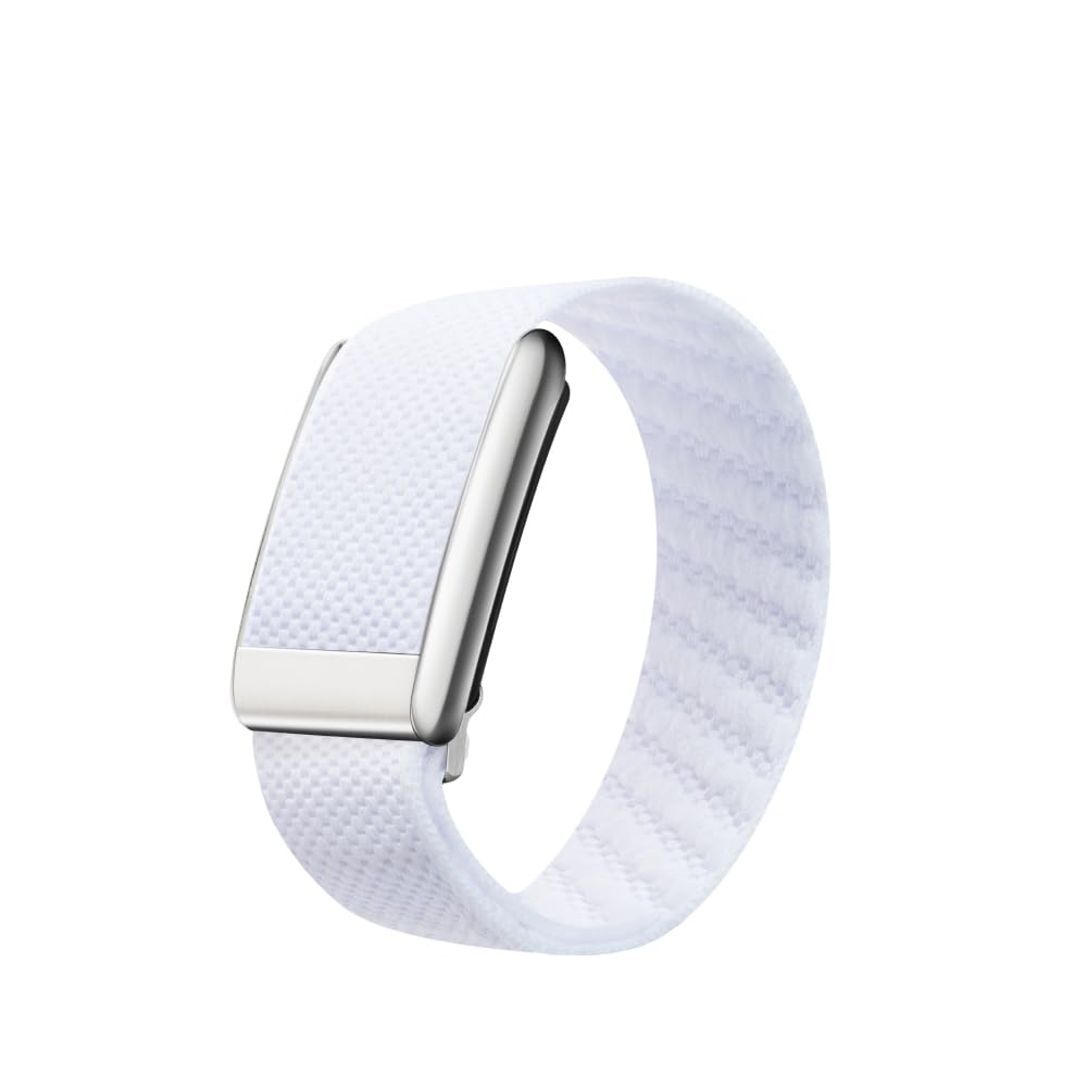 Premium Nylon Sport Band Compatible with WHOOP 4.0, Adjustable Stretch Wrist Strap for WHOOP Fitness Tracker – Breathable, Durable & Secure Fit Replacement Band (Chalk with Silver)