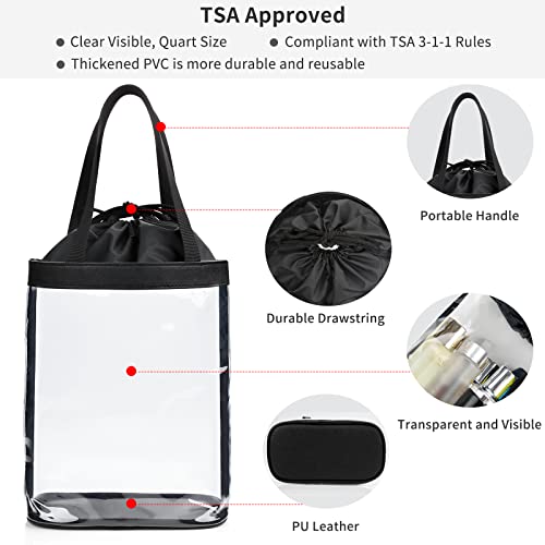 Clear Toiletry Bag, Tsa Approved Toiletry Bag For Traveling, Clear Makeup Bags, Travel Waterproof Cosmetic Bag For Women Men, Transparent Makeup Organizer, Carry On Airport Airline Compliant Bag #TOP3
