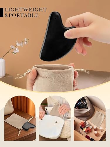 Image of 100% Natural Bian Stone Gua Sha Tool for Face & Body Massage, Facial Sculpting, Lymphatic Drainage, Reduce Puffiness, Jawline Tightening, Comes in Premium Rigid Gift Box