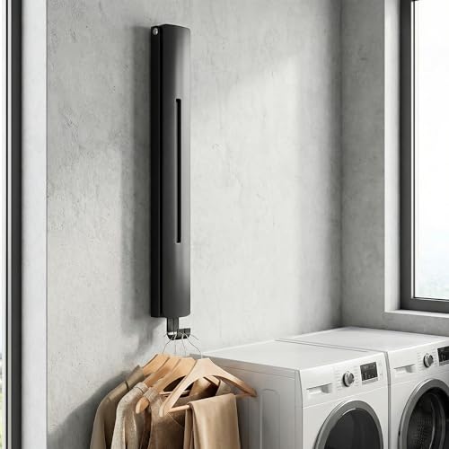 ASOUUNLD Kleiderhaken Klappbar Kleiderlüfter Wäschehalter Wand Aluminium 36x29 cm Garderobenhaken Wäschelüfter Platzsparender Kleiderbügel für Ecken Balkon Bad Waschküche Schrank (Schwarz)
