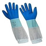 OZ ARMOUR Rubber Beekeeping Gloves - Three-Layers Mesh Ventilated - Full Sleeve - Sting Protection - High Quallity Reusable Beekeeping Gloves for Apiarists, Gardeners & Outdoor Workers (2XL)