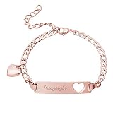 Roségoldfarbenes, filigranes Armband aus Edelstahl mit Herzstanze und Trauzeugin Gravur