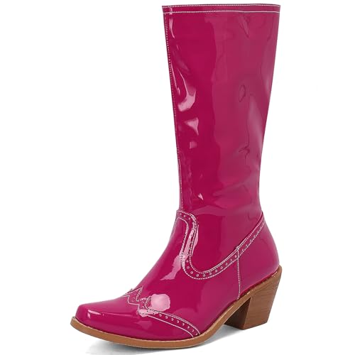 Bottes cowboy mi-mollet en cuir verni pointu Gicoiz pour femme