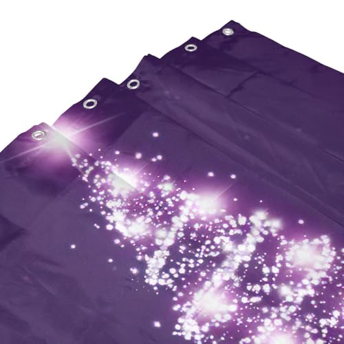 Rideau de douche polyester imprimé violet avec 12 œillets inoxydables - 6