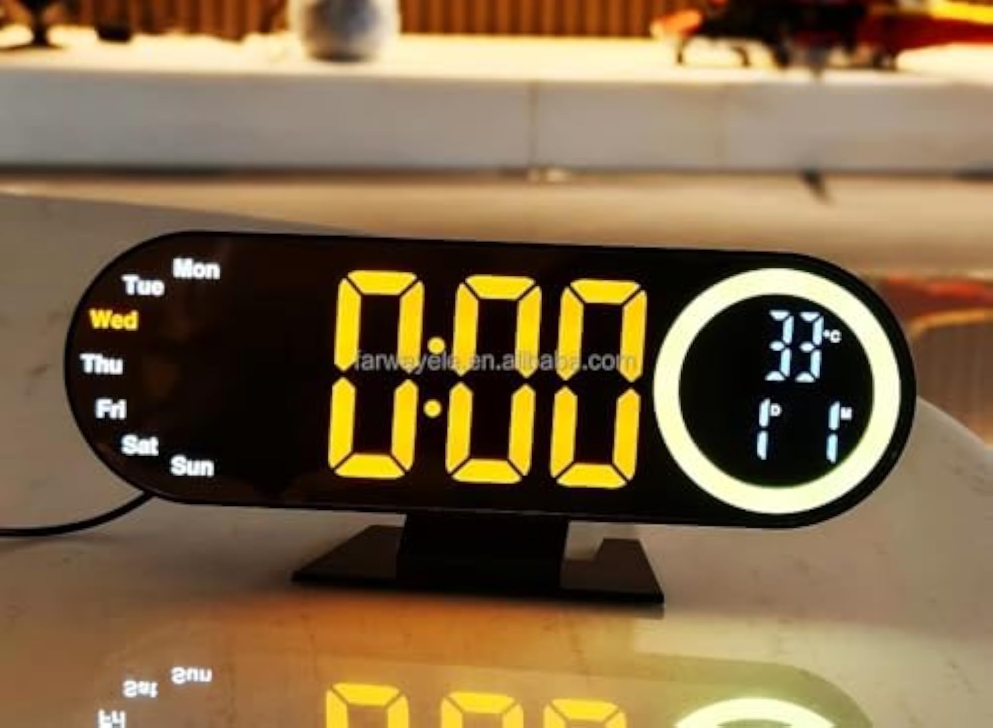 Desk & Wall Clock with Temperature and Calendar Display