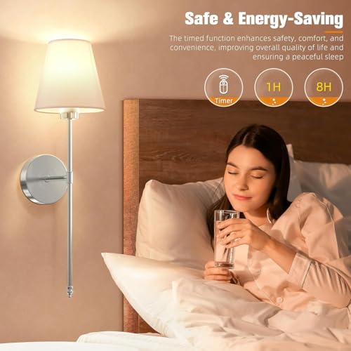 AoLa 2-częściowa ładowalna lampa ścienna Bezprzewodowa lampa ścienna retro z możliwością ściemniania RGB i 3 temperaturami barwowymi Lampa ścienna z pilotem, Żarówka akumulatorowa 2000 mAh,Silver