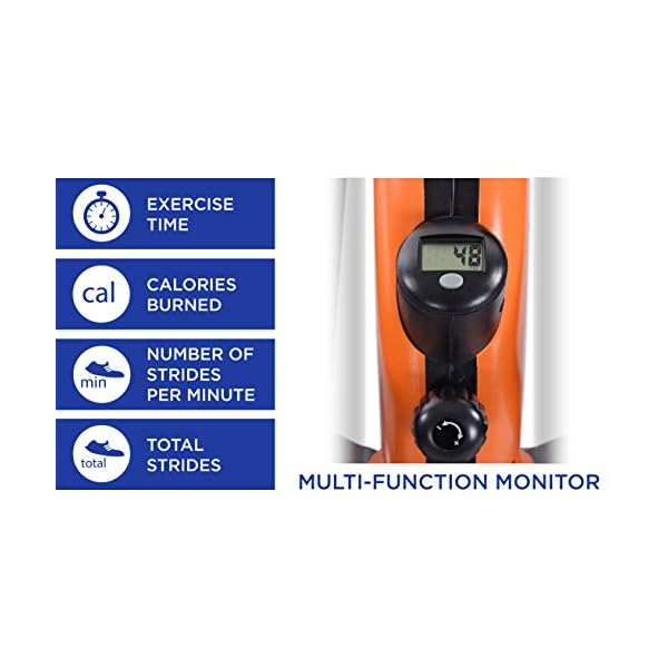 Stamina InMotion E1000 Compact Strider - Seated Ellipticalwith Smart Workout App - Foot Pedal Exerciser for Home Workout - Up to 250 lbs Weight Capacity - Black Orange