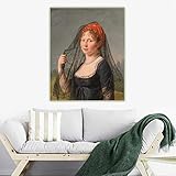  Impressions sur toile François Gerard《Portrait d\'une dame vêtue de noir》Art sur toile Peinture à l\'huile Image Décoration murale Décoration d\'intérieur 30x45cm sans cadre