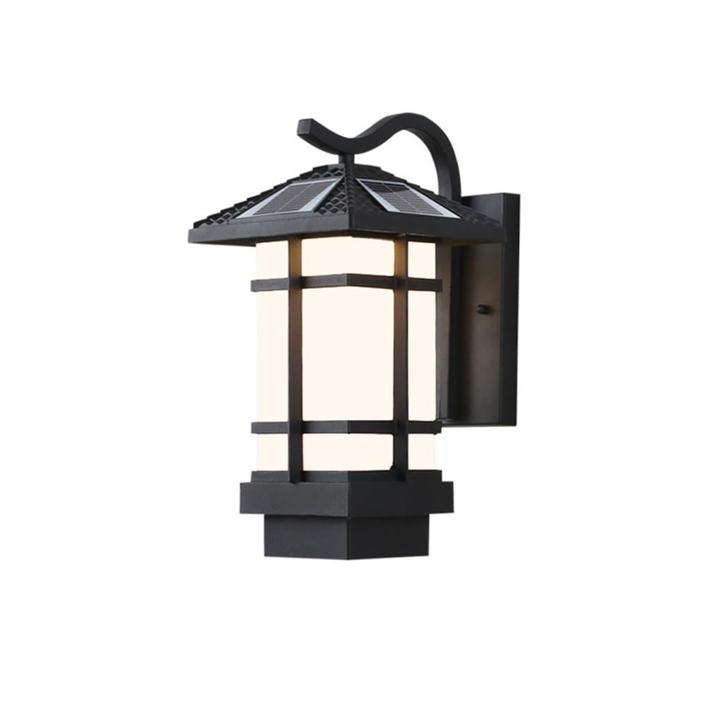 OZBMA Outdoor Solar LED Wall Lamp European Style Aluminum Light Acrylic Shade Sconce for Front Backyard Garage Patio Balcony Aisle
