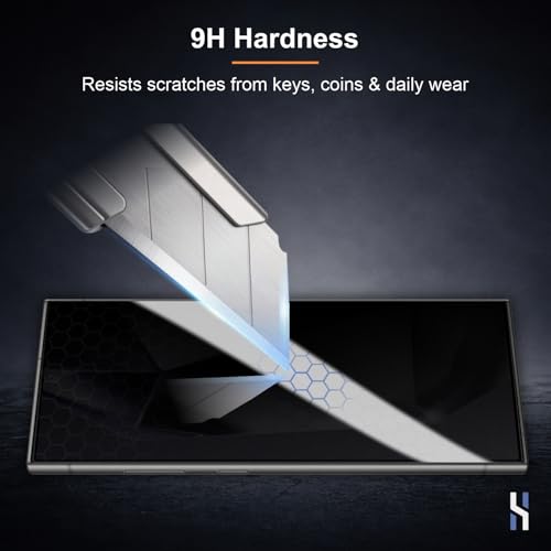 Image of Privacy Tempered Glass for Samsung Galaxy S24 Ultra (6.8 Inch) Military Grade 9H Screen Guard, Anti-Scratch, Shatterproof, Edge-to-Edge Full Coverage - Black Border