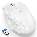 TECKNET 2.4G Wireless Mouse for Laptop, 4800 DPI Optical Computer Mice with 6 Adjustable Levels, 30 Months Long Battery Life Cordless Silent USB Mouse for Notebook, PC, Office Home Work (White)