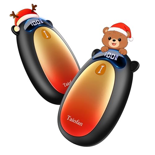 Taiofan Electric Hand Warmers Rechargeable, Cute Bear Design, LED Display, 4 Settings, Fast Heating Portable Pocket Heater Magnetic Handwarmers 2 Pack for Hunting Essentials Camping Gift for Men Women