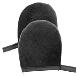 SAFIGLE 2 Stück Plüsch Lotionhandschuhe Schwarz Zum Auftragen Von Selbstbräuner Sonnencreme Und Bräunungsöl Schnellverteilen Überschüssige Creme Abwischen Für Effiziente Hautpflege Und Massage
