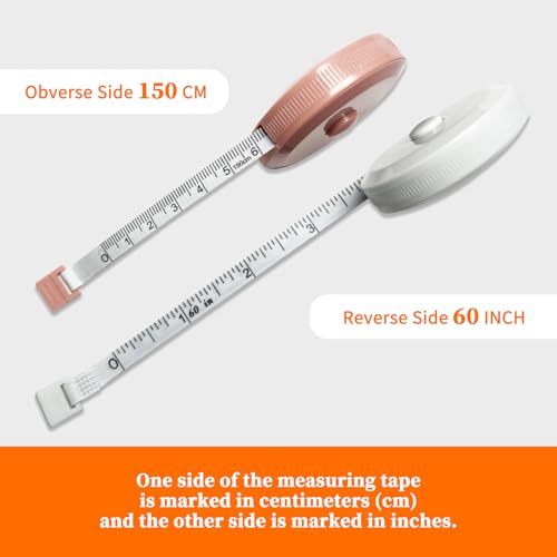 Set of 4 Soft Waist Measurement Tapes for Measuring Waist Circumference | Fabric Cutting and Garment Construction. Automatic Retractable Design with a 60-Inch/1.5-Metre Double-Sided Tape