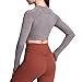 Aoxjox Long Sleeve Crop Tops for Women Workout Seamless Cropped T Shirt Top (1 Coffee Marl, X-Large)