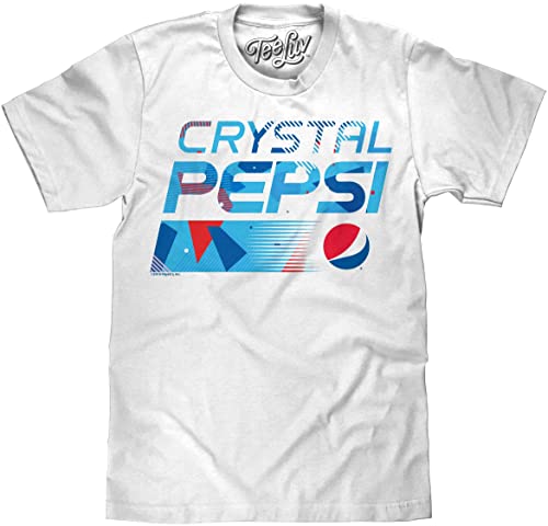 Tee Luv Men's 90s Crystal Pepsi Soda Shirt (White) (XL)