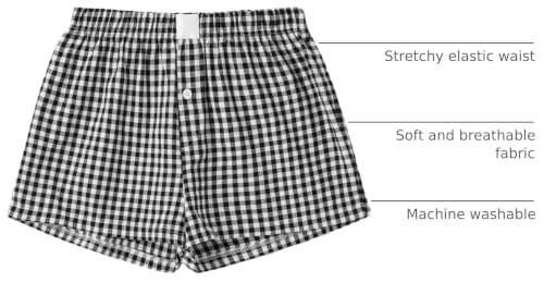 Image of Womens Boxer Shorts Gingham Y2k Pajama Cute Plaid Striped Print Lounge Sleep Shorts