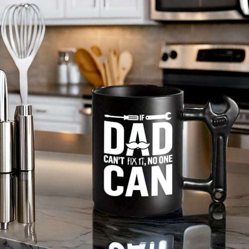 LOZACHE Novelty Coffee Mug with Wrench Handle for Dad, Funny Birthday Gifts from Daughter Son for Father, Papa, Daddy - Christmas, Father's Day - If Dad Can't Fix It NO One Can by LOZACHE - Used condition - Image 9
