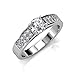 Cate and Chloe Leah 18k White Gold Swarovski Crystal Ring, Trendy Beautiful Sparkling 2018 Engagement Ring, Modern Round Cut Diamond Swarovski Crystals, Wedding Anniversary Special Occasion Promise