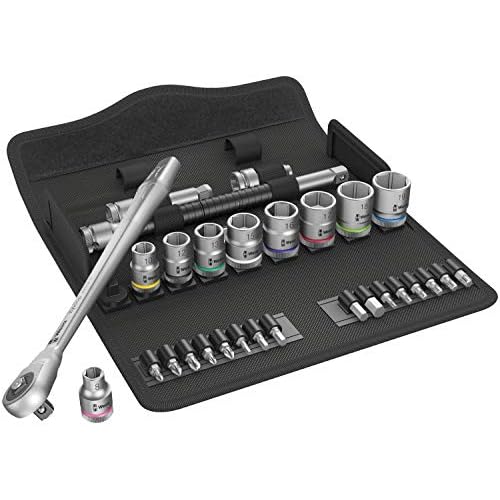 Wera 05004047001 8100 SB 7 Zyklop Metal-Knarrensatz, Durchsteckvierkant, 3/8 Zoll -Antrieb, metrisch, 29-teilig