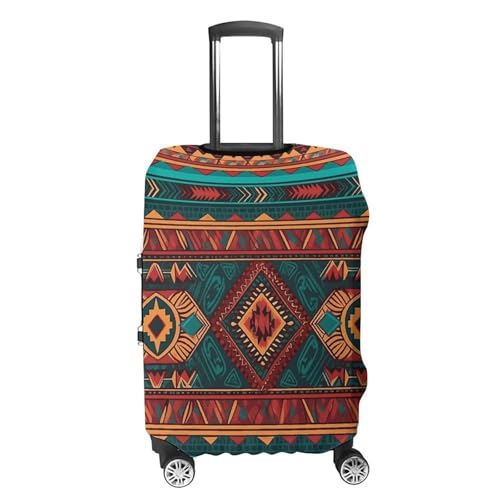 Ethnic Geometric Pattern Elastic Luggage Cover Suitcase Protector for 19-32 Inch Suitcases | Universal Stretchable Travel Bag Cover | Anti-Scratch, Washable with Zipper Closure M4