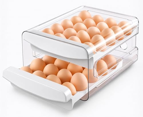 Zagtag Egg Holder For Fridge, 2-Tier Stackable 40 Eggs Organizer Drawer