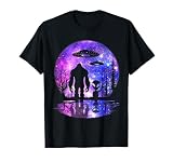 Alien and Bigfoot Full Moon Sasquatch UFO T-Shirt