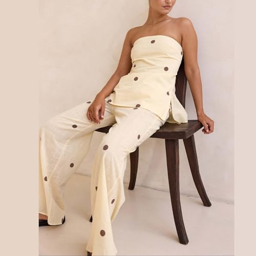 Ensemble bustier et pantalon large taille haute pour silhouette élancée