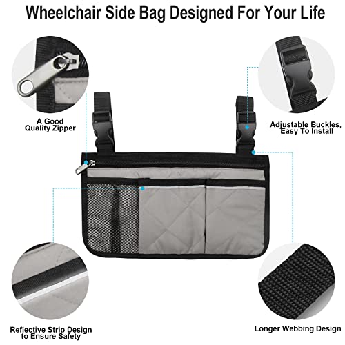 image for HSGEZUOQI Wheelchair Side Bag, Armrest Storage Pouch with Cup Holder a