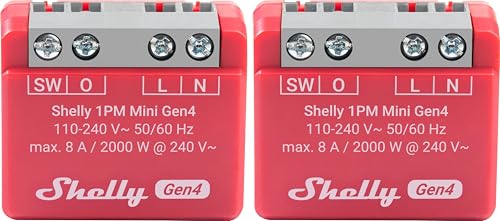 SHELLY 2 relés 1PM Mini Gen4 8 A wifi Bluetooth rojo