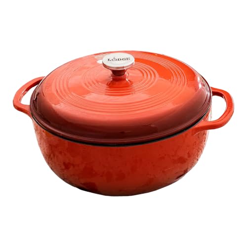 Lodge Essential Enamel Cast Iron Dutch Oven, 7.5 Quart, Poppy