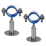 GRADENEVE 2pcs Adjustable 304 Stainless Steel Tube Clamp Bracket Φ45-48mm, Gas Hose Fixing Clip for Plumbing and Industrial Pipe Support, Water and Gas Hose Holder